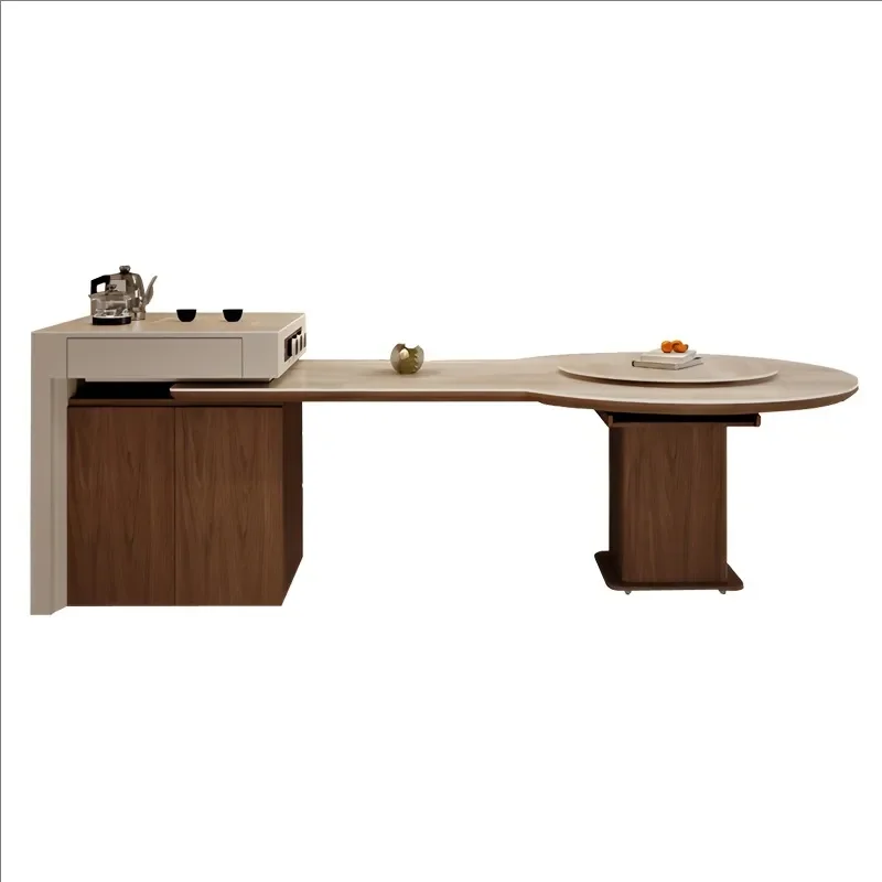 Multifunctional Retractable Island Table Integrated Variable Round Dining Table Modern Home High End Storage Furniture