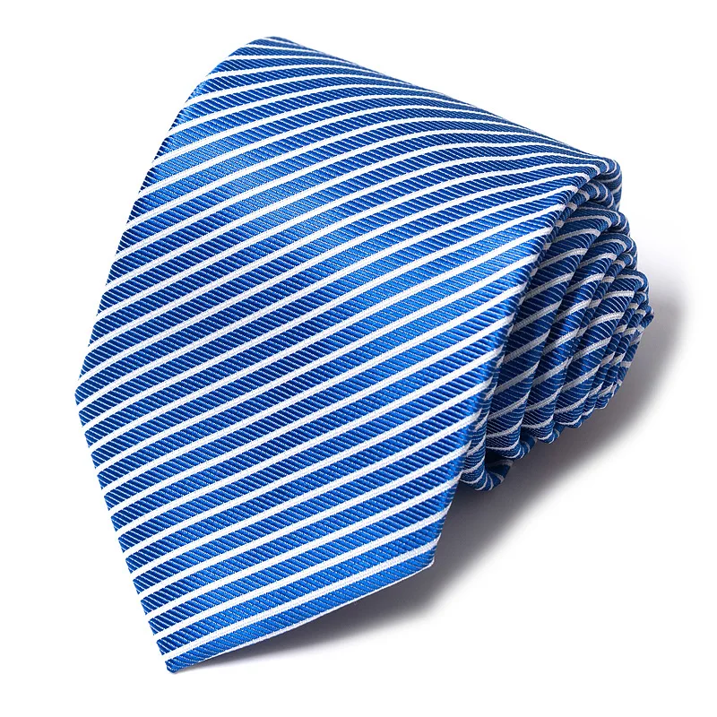 Corbatas de boda de alta calidad para hombre, corbatas con estampado de tiras azules, accesorios de ropa de oficina diarios, regalo para hombre