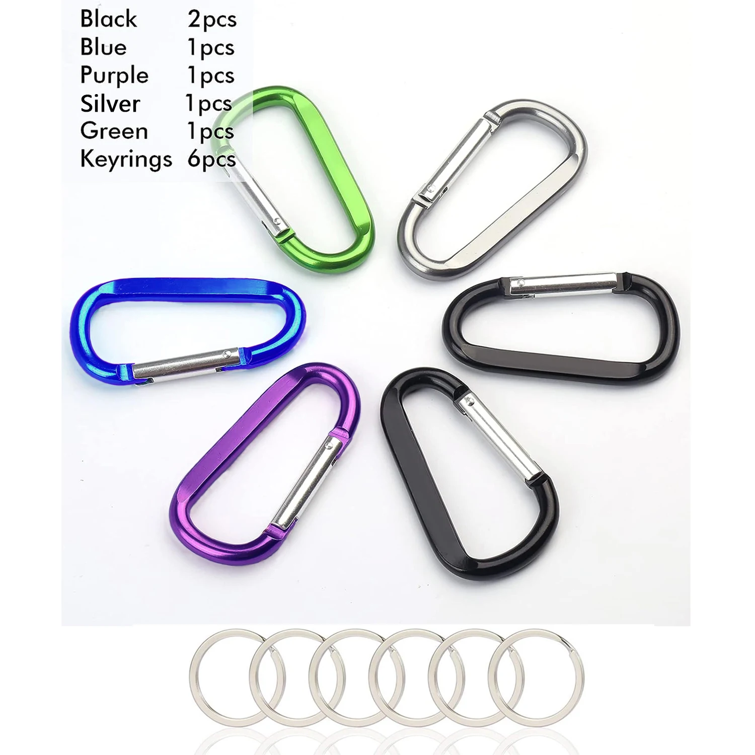 Snap Hook Carabiner Clip Caribeaner Large Aluminum D Shape Carabeaner Keychain Spring Hook for Hammocks Camping Harness Hiking