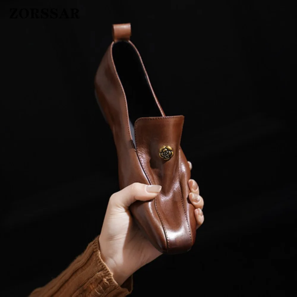 

Metal Decoration Designer Ballet Flats Women 2026 Spring Square Toe Shallow Womens Loafers Elegant Party Comfortable Single Shoe