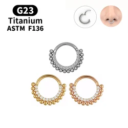 G23 złoto tytanowe kolor pierścienie nosowe Hoop nos Piercing przegroda Clicker 16G Tragus chrząstka Helix Piercing biżuteria kolczyki