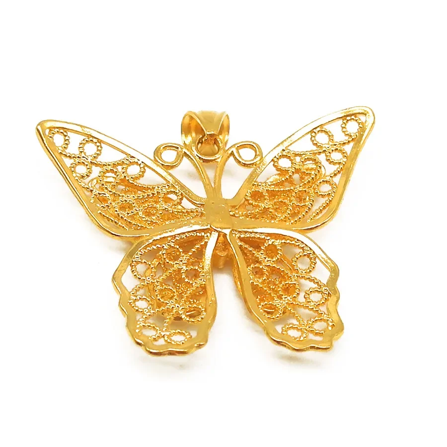 Real 18k Golden Color Butterfly Pendant for Women Necklace Necklaces Chain Wedding Engagement Fine Jewelry Not fade
