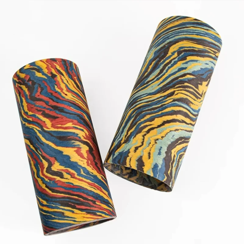 Tech Colorful Ink Wavy GrainWood Veneer Red Blue for Art Wall Panel Furniture Doors Musical Instrument Craft DIY L:250X28cm