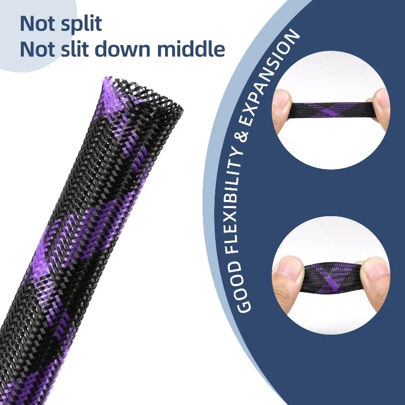 10m Expandable PET Braided Cable Sleeve 2/4/6/8/10/12/14/16/20/25/30mm High Density Insulation Nylon Sheath Line Wire Protection