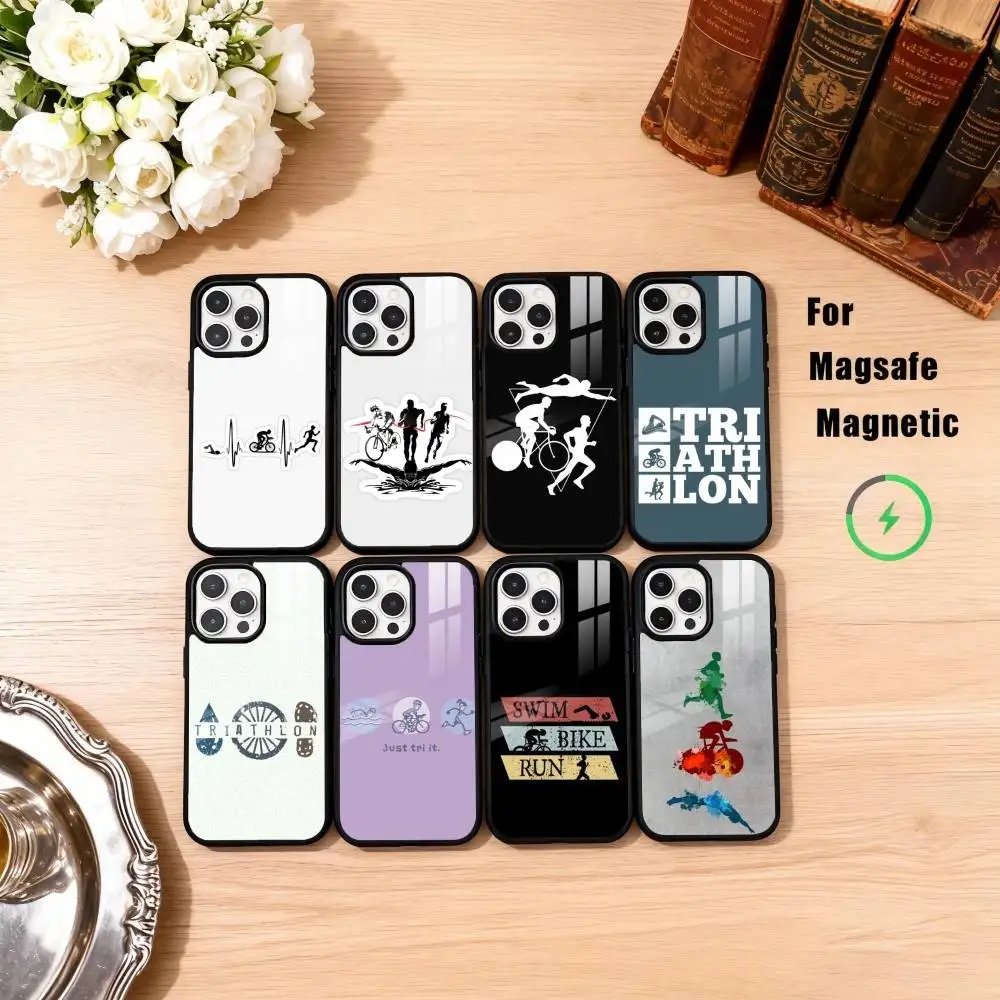 

T-Triathlon swim bike run Phone Case For iPhone17,16,15,14,13,12,11 Plus,Pro Max Magnetic For Magsafe Wireless Charging