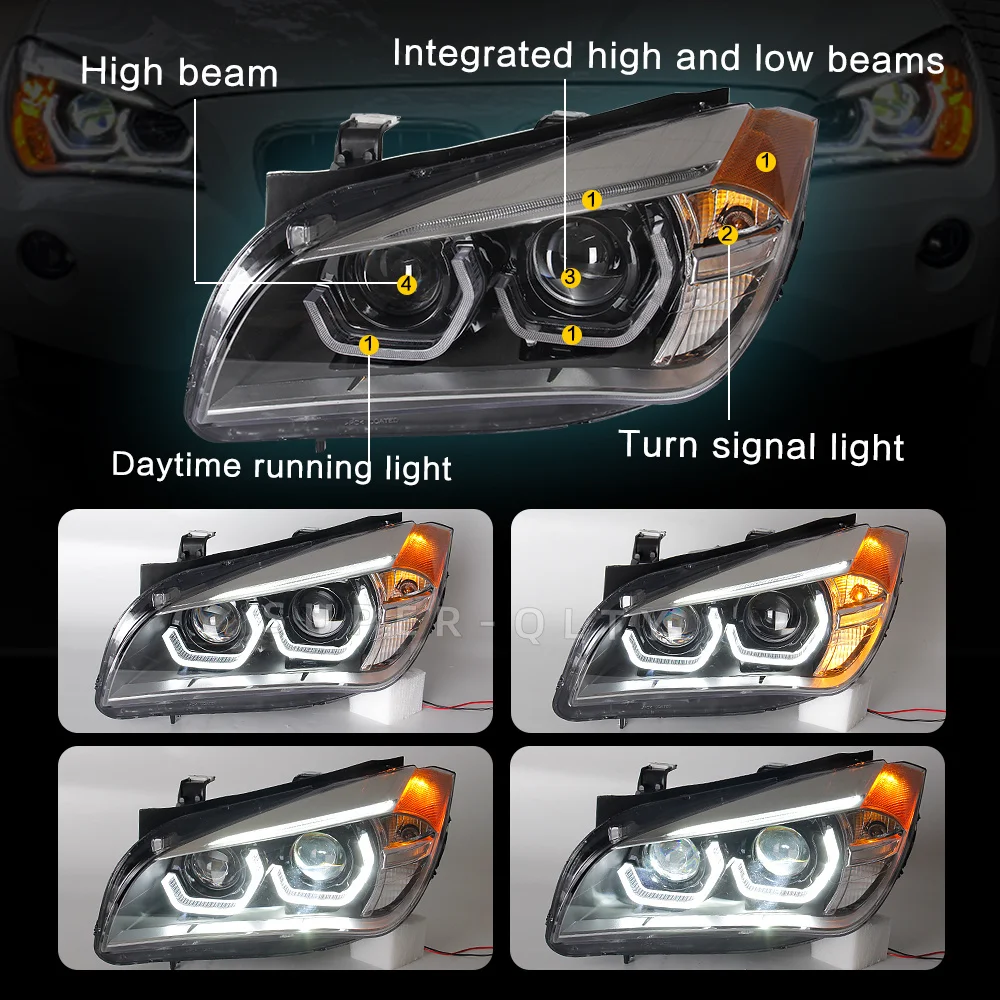 2 PCS For BMW X1 E84 Headlights 2010-2015 All LED Headlight Angel DRL LED Turning Signal USA E84 Head Lamp