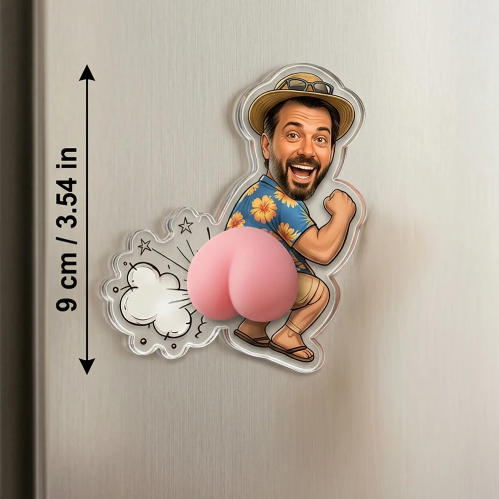 Custom Personalized Photo Man Fridge Magnet,Butt Stress Relief Toy,Hilarious Prank Gag Gift,Father's Day Surprise,Father's Day
