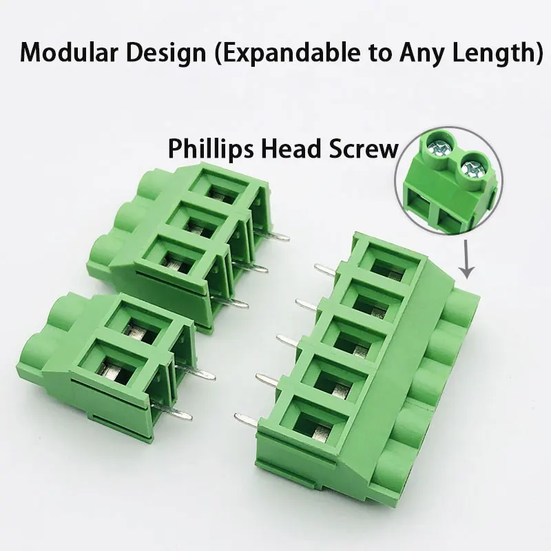 950-9.5mm 스크류 단자대 - 순동 스플라이스 가능 커넥터, 2P/3P 녹색 PCB 장착/스택 가능 설계, 대량 할인