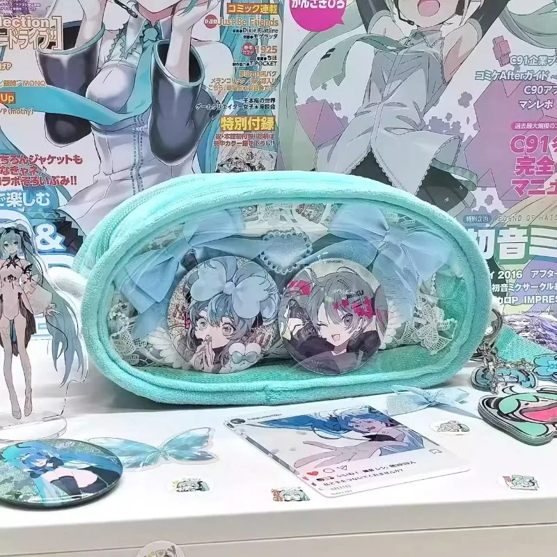 Hatsune Miku Biyuan Peripheral Small Food MIKU Painbag Pen Bag Multi-functional Multi-layer Transparent Pocket Storage