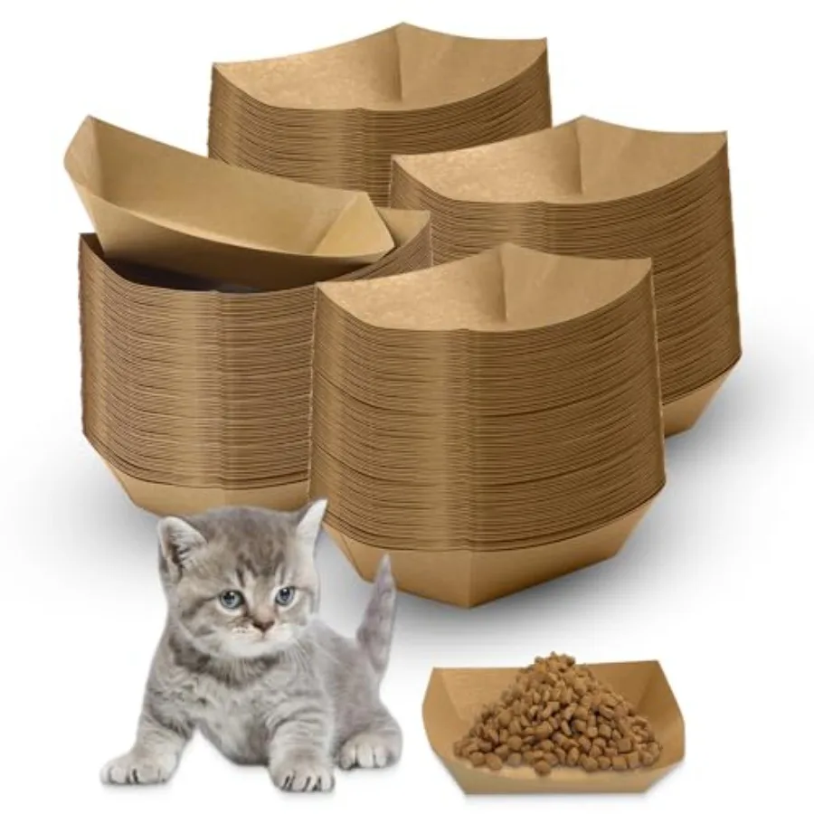 Disposable Pet Food Bowls, Thickened Disposable Pet Bowls, 100pcs Pet Disposable Feeding Bowls for Wet and Dry Food, Kitten, Pu
