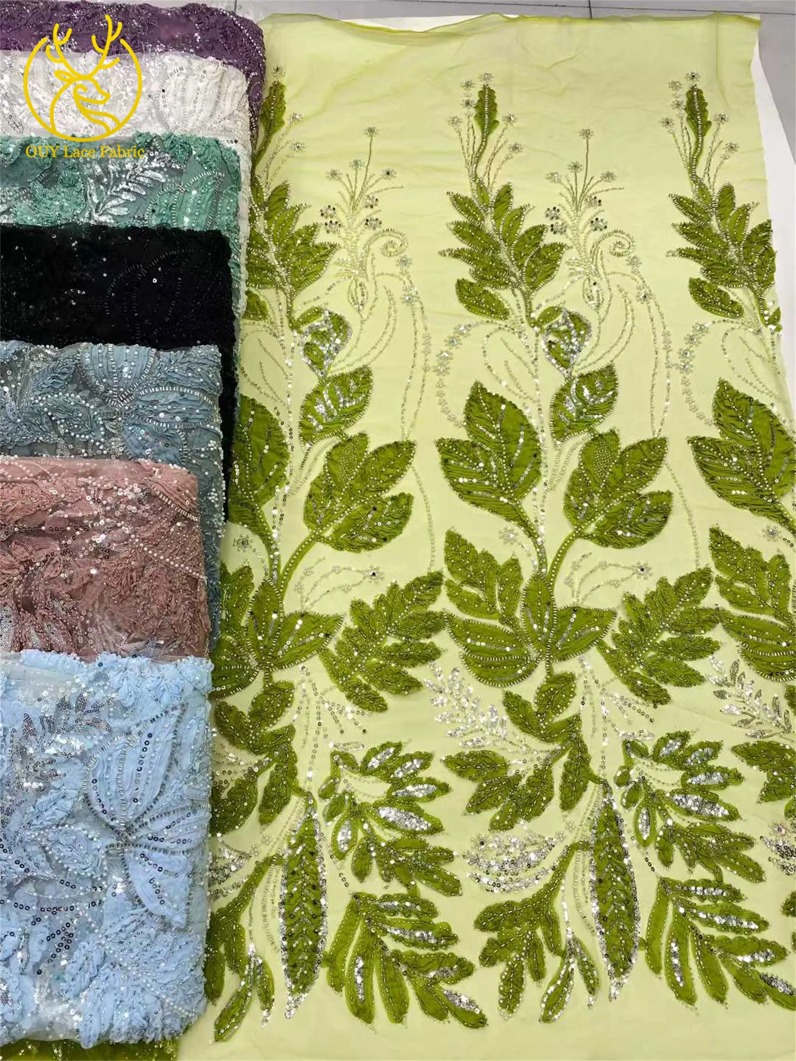 Tessuto di pizzo con perline con paillettes africane 2025 Tessuto di pizzo ricamato 3D francese nigeriano di alta qualità per materiale da cucito per matrimoni