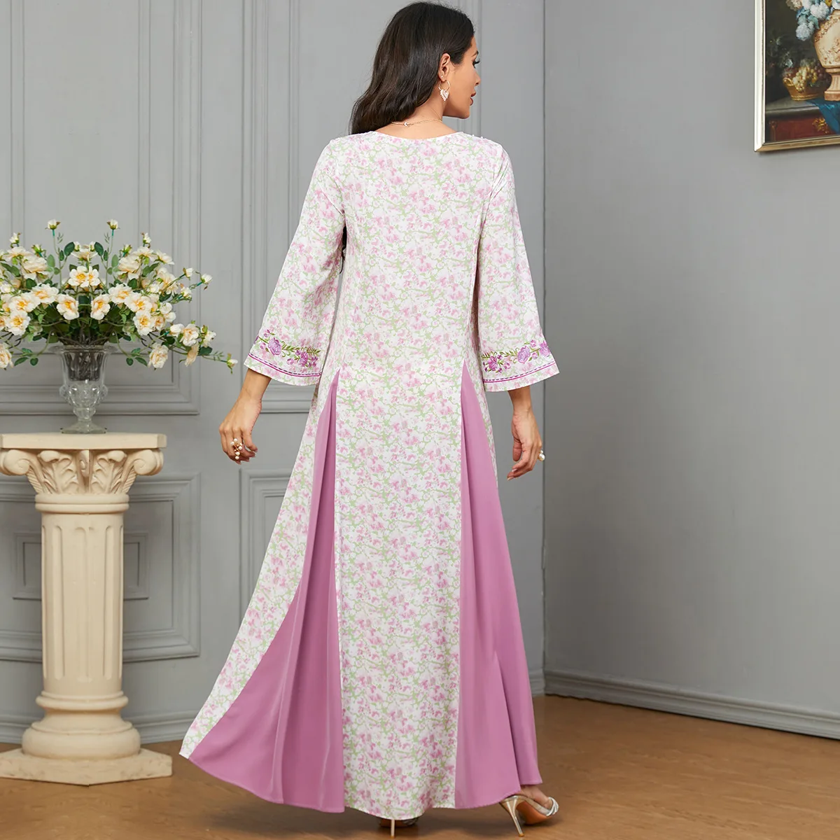 Ele Long Dr – t-shirt en Fiber d'acétate pour femmes, couture de couleur brodée, dubaï, saison printemps