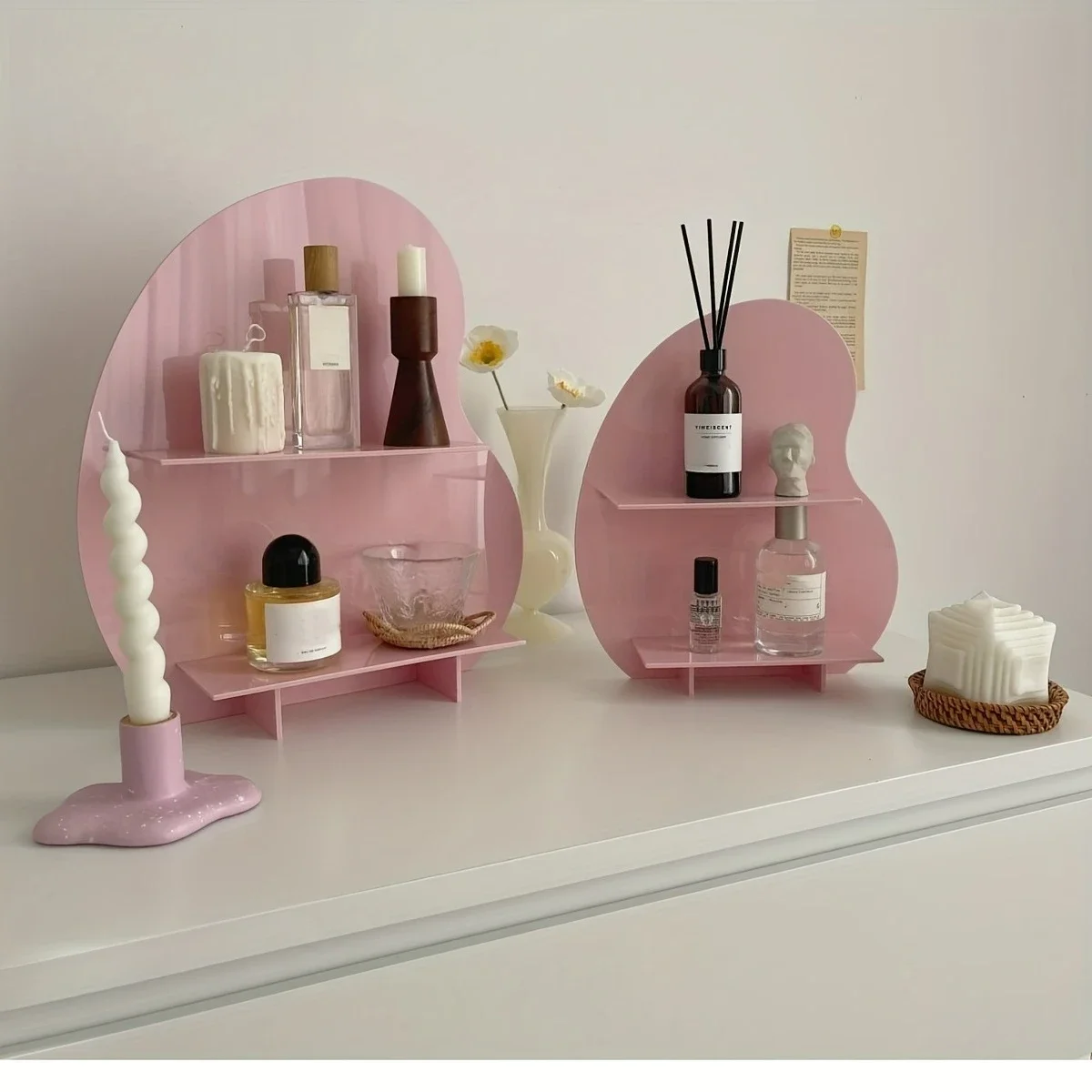 2-Layer Acrylic Desktop Display Rack, Transparent Cosmetic & Perfume Organizer Stand for Vanity Table, Aromatherapy Holder