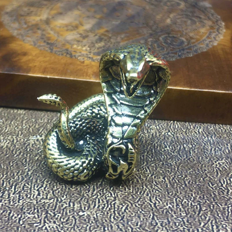 النحت الأفعى النحاس غرفة المعيشة المنزلي الديكور البرونزية الحرفية بيثون كوبرا زخرفة #4