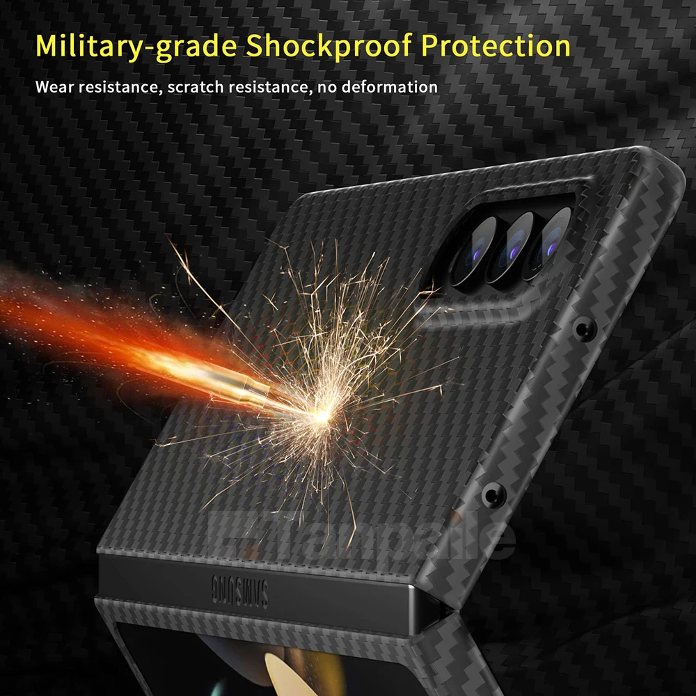 Tanpaile Shockproof Ultra Slim Case for Samsung z fold5 4 3 2 , Carbon Fiber Texture Protective Cover, Soft Touch Carbon Casing