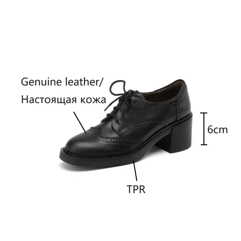 NEW Winter Women Shoes Genuine Leather Shoes for Women Round Toe Chunky Heel Women Pumps Lace-up Warm Plush Shoes Oxfords Shoes