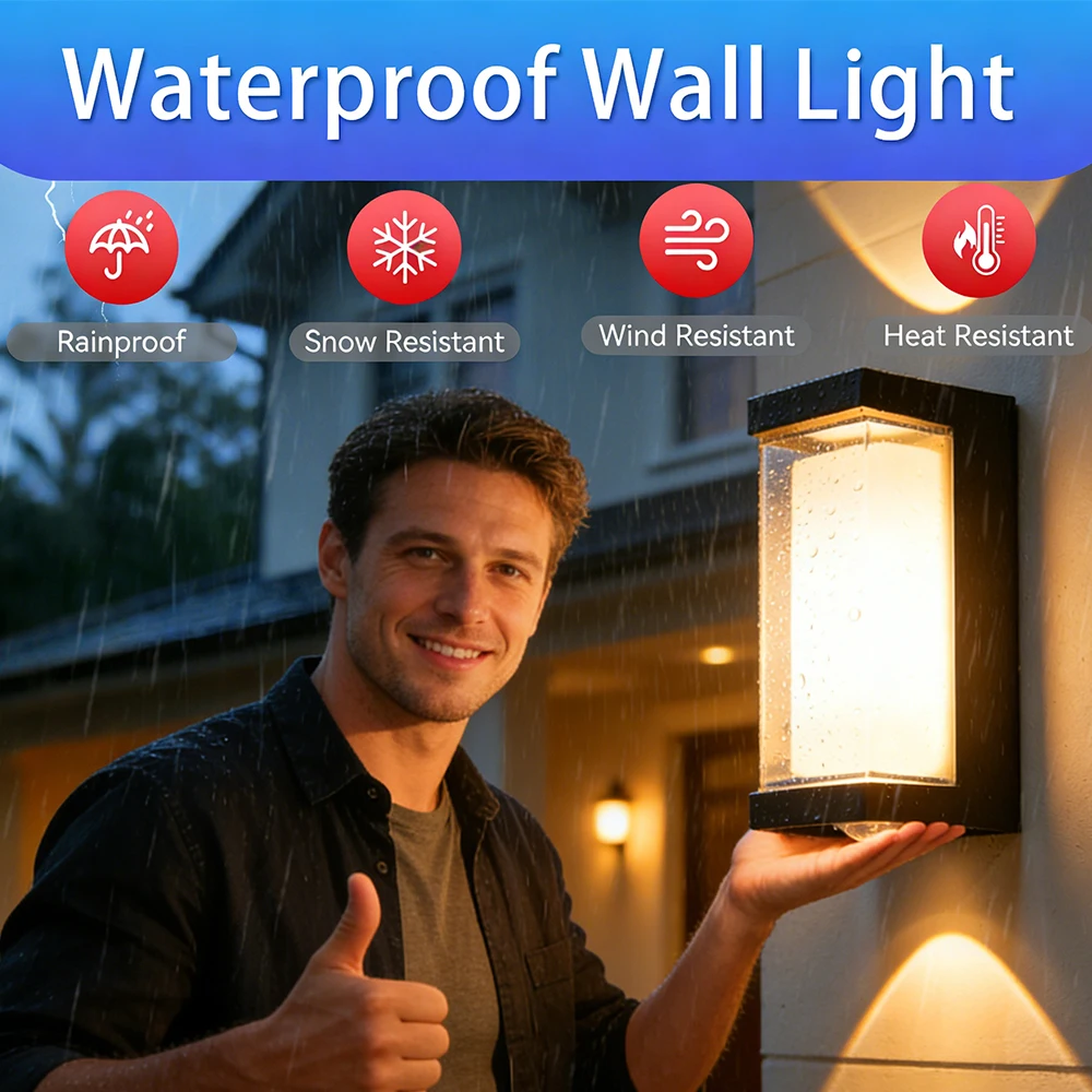 Led Outdoor Wall Light Waterproof 110-220V Led Outdoor Lighting Porch Lights Warm Light Balcony Garden Lights Outdoor Wall Lamp