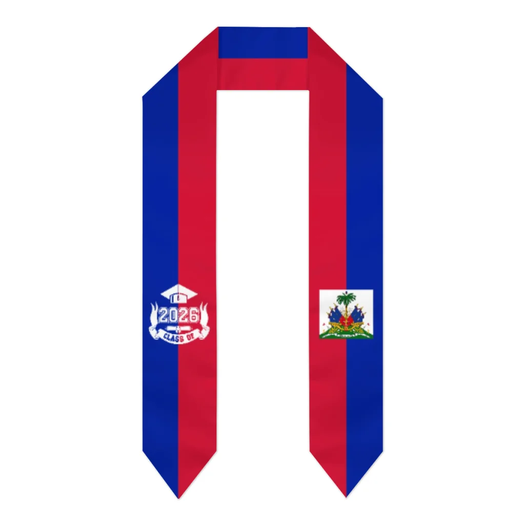 

Платок-шарф с флагом Гаити для выпускников 2026 года, с принтом, для международных программ обучения за рубежом, унисекс, 183*15 см