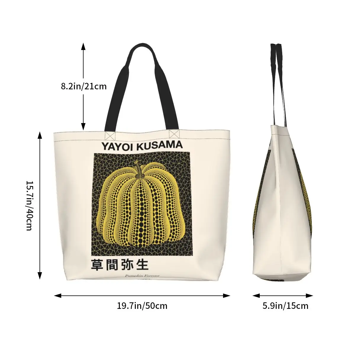 Reusable Yayoi Kusama Pumkin Forever Shopping Bag Women Shoulder Canvas Tote Bag Durable Abstract Art Groceries Shopper Bags