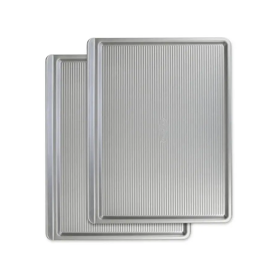 

Bakeware Cookie Sheet, Warp Resistant Nonstick Baking Pan, Made in the USA from Aluminized Steel, Large Set of 2