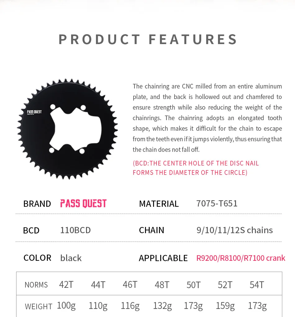 Neues Design Aero 60T für Shimano 105 R7100 CRANK Dura-ace R9200 Kettenblatt 110mmBCD 46T 50T 52T 56T 58T 110bcd – Detail 2