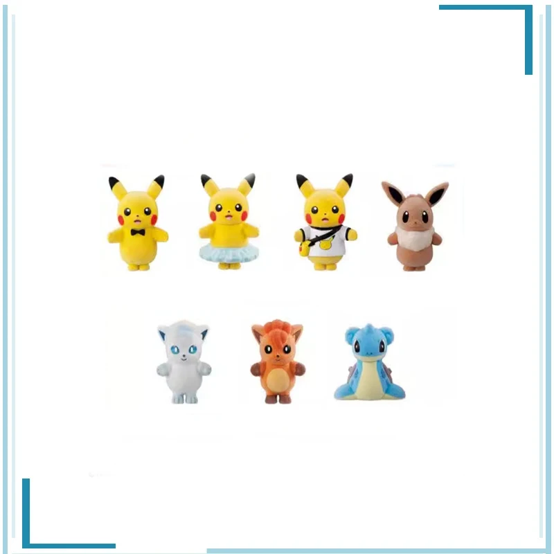 BANDAI Pokémon Vulpix Pikachu Unboxed Flocking Cute Collectible Toys Keepsake Childhood Memories Kawaii Cute Figure Model Toys