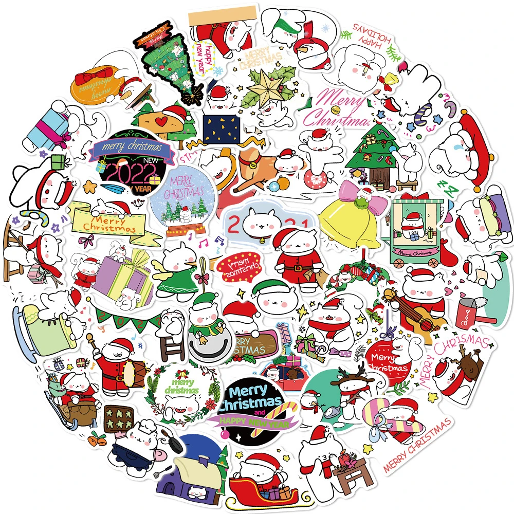 

10/30/50pcs Cute Christmas Squirrels Cartoon Stickers Scrapbooking Luggage Bottle Guitar Stationery Funny Sticker Decals Toys