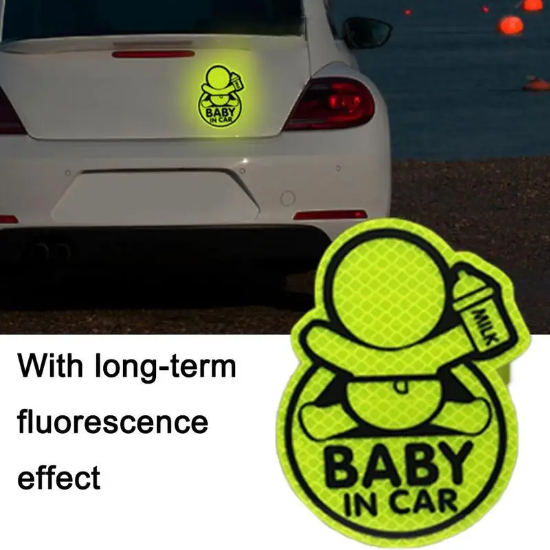 Baby In Car Sticker Reflective Safety Warning Decals Personalized Creative Car Body Window Stickers Auto Styling Accessories