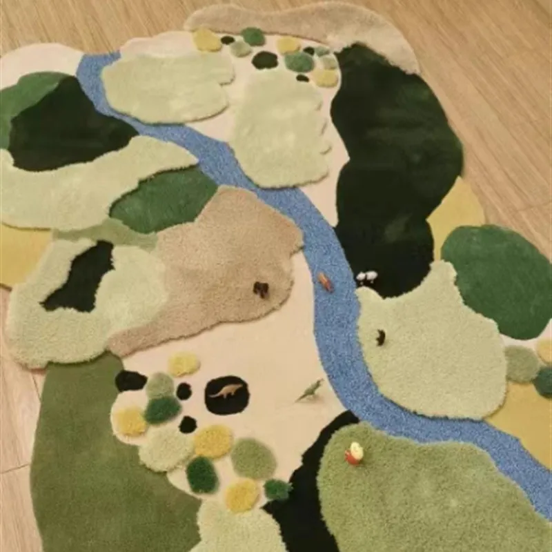 Light luxury moss blanket, living room coffee table, wool bedroom bedside blanket, art handmade rug