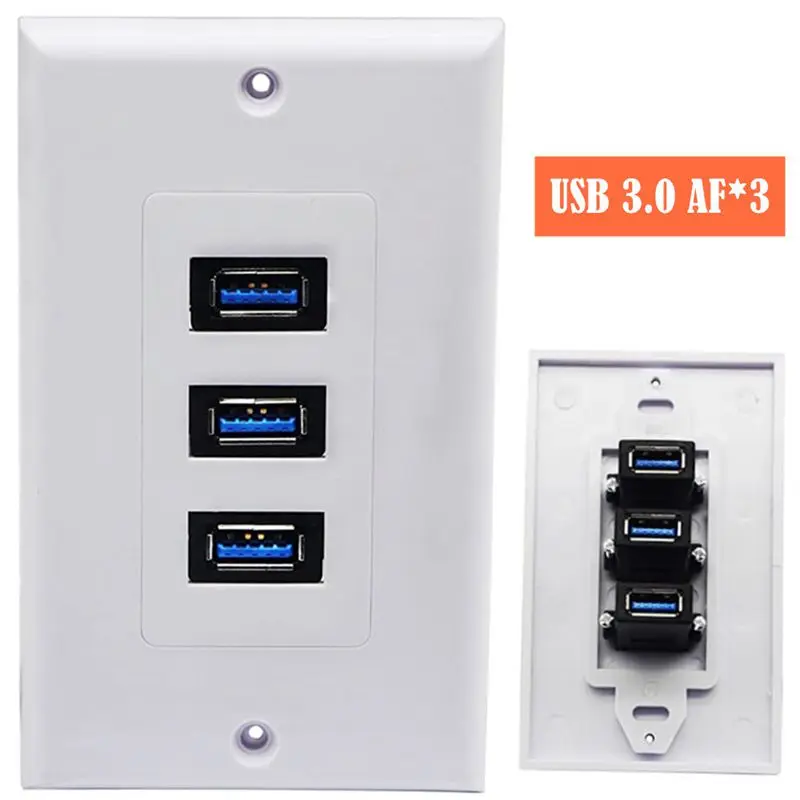 USB3.0 Three Port Welding Free Direct Wall Plug Panel Multifunctional Information Data Charging American Three Port Panel