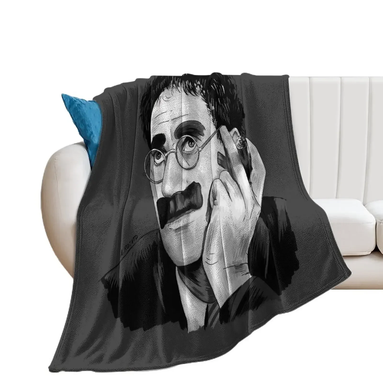 

Groucho Marx Portrait Illustration by Burro Throw Blanket Thermal Loose Tourist Blankets