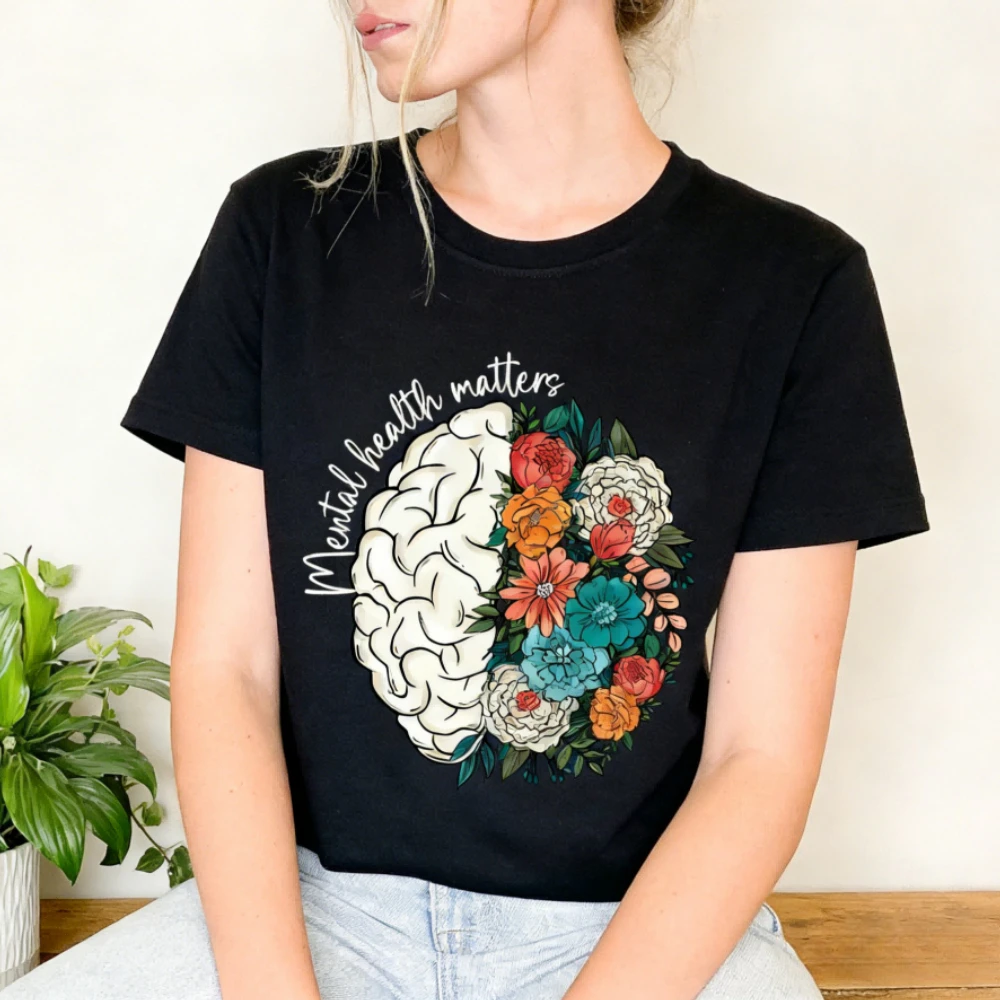

Mental Health Matters Shirt Mental Health Awareness Tee Anxiety Support T-shirt Recreational Therapy TShirt Women Fashion Tops