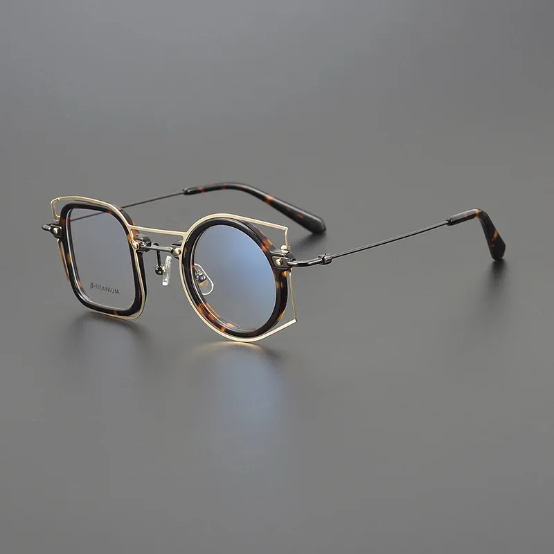 Originality Round and Square Titanium Eyeglasses Extra-light acetate Multicolor Fashion Men and Ladies Handmade Eyewear