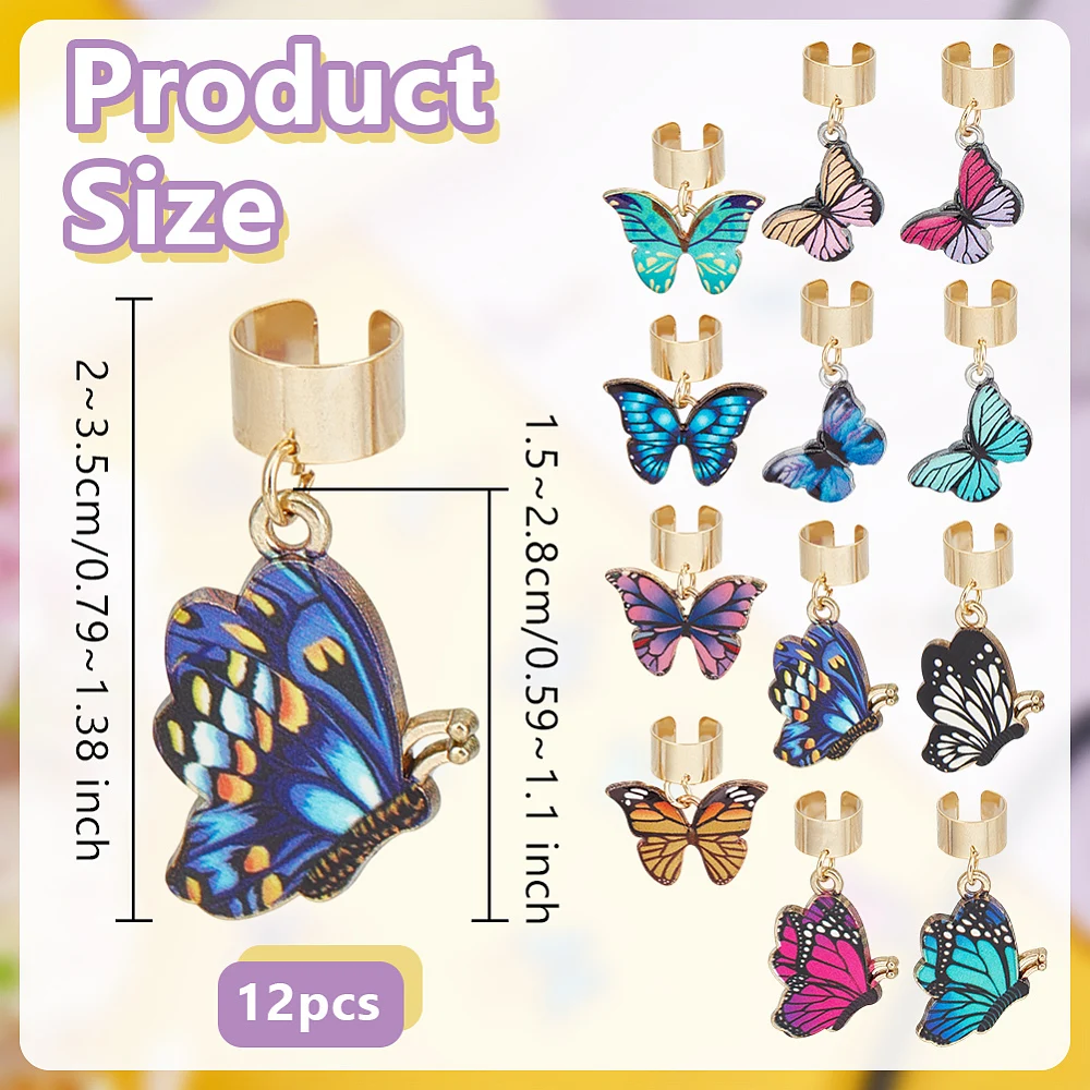 12Pcs Butterfly Stethoscope Charms 0.6~1.1 Inch Moth Stethoscopes Tag Alloy Pendant ID Name Tag Charm Stethoscope Charms