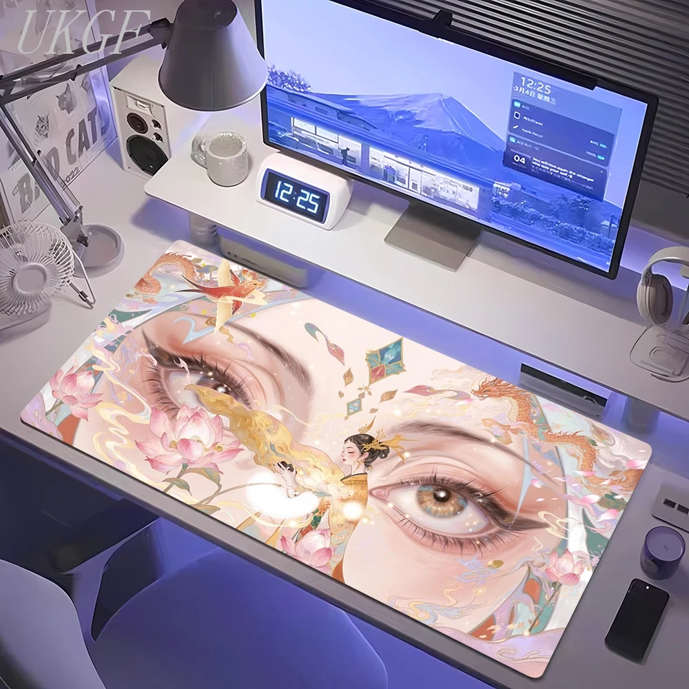 Tappetino per mouse Xxl Speed Eyes Mausepad Anime Stile antico Ragazza Tappetino da scrivania grande Accessori da scrivania Tappetini da gioco per ufficio Tappetino da scrivania per computer