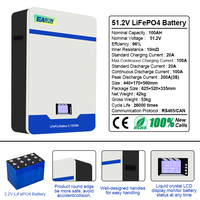 Easun Power Lifepo4 Powerwall 51.2V 48V 100AH Lithium Power Storage CAN/RS485 For Home Solar System Support BMS 200ah 300ah