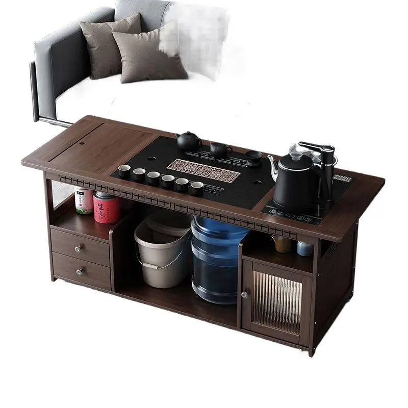 

New Chinese style home mobile tea table living room solid wood