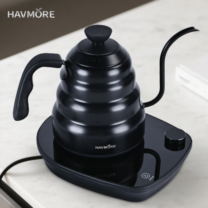 HAVMORE 1000ML Gooseneck Electric Kettle Stainless Steel Water Boiler Temperature Control Portable Coffee Tea Set Keep Warm