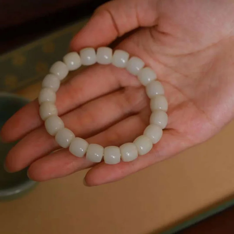 

Натуральная цепочка для ювелирных изделий Hetian Luo Dian, старый материал, нефритовый браслет с прямым вырезом и сертификатом