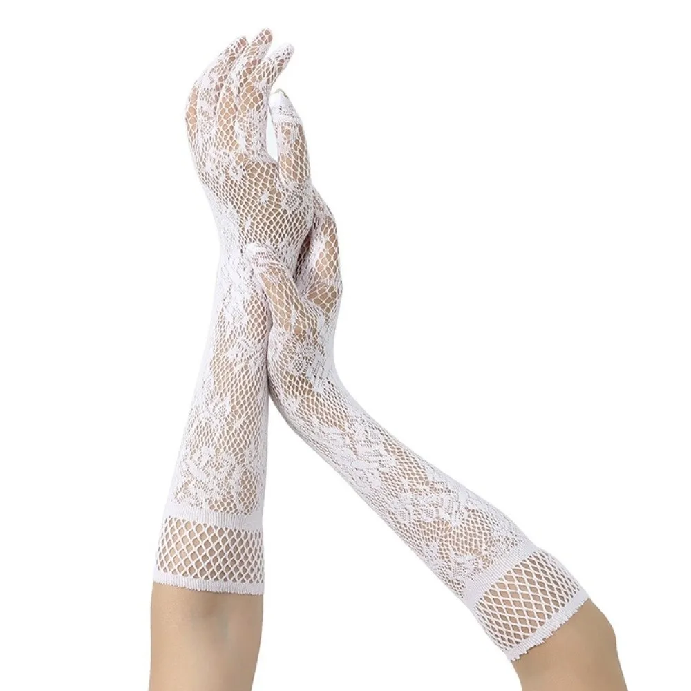 Fashion Elegant Lace Mesh Gloves Ultra-thin Elasticity Long Gloves Sunscreen Gloves Women