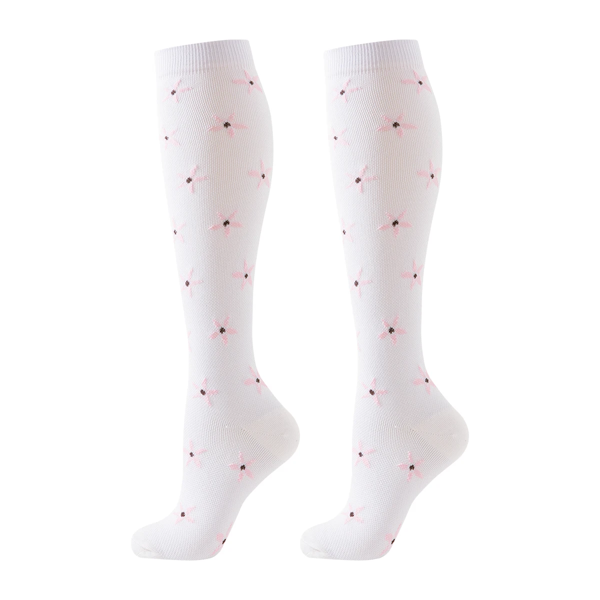 Chaussettes de compression à fleurs pour femmes, chaussettes de sport pour infirmières, chaussettes de course pour dames, 6 paires