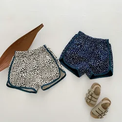 Shorts d'été pour enfants, vêtements pour bébés, nouvelle mode, imprimé léopard, pantalons courts à jambes larges, pantalons de plage décontractés en coton pour garçons et filles