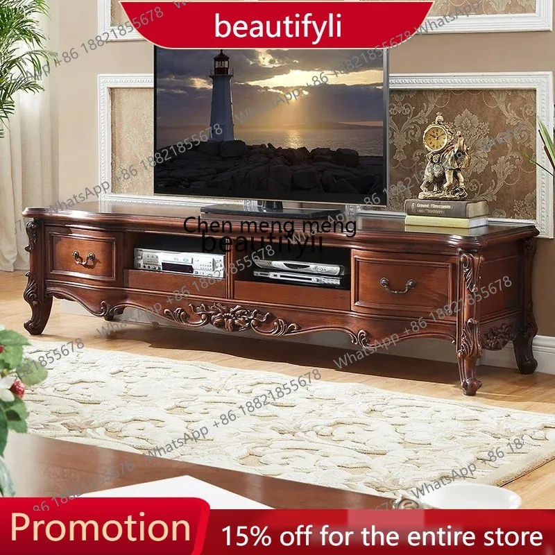 

ss25 американский 2,0 метра шкаф для телевизора из цельного дерева для гостиной, низкий шкаф с европейской гравировкой, шкаф для телевизора 1001