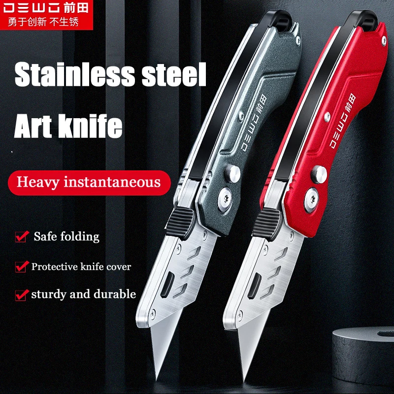 Foldable Utility Knife Stainless Steel Heaty Duty Sharpness SK2 Blade taglierino professionale Box Cutter pocket knifes Art Supp