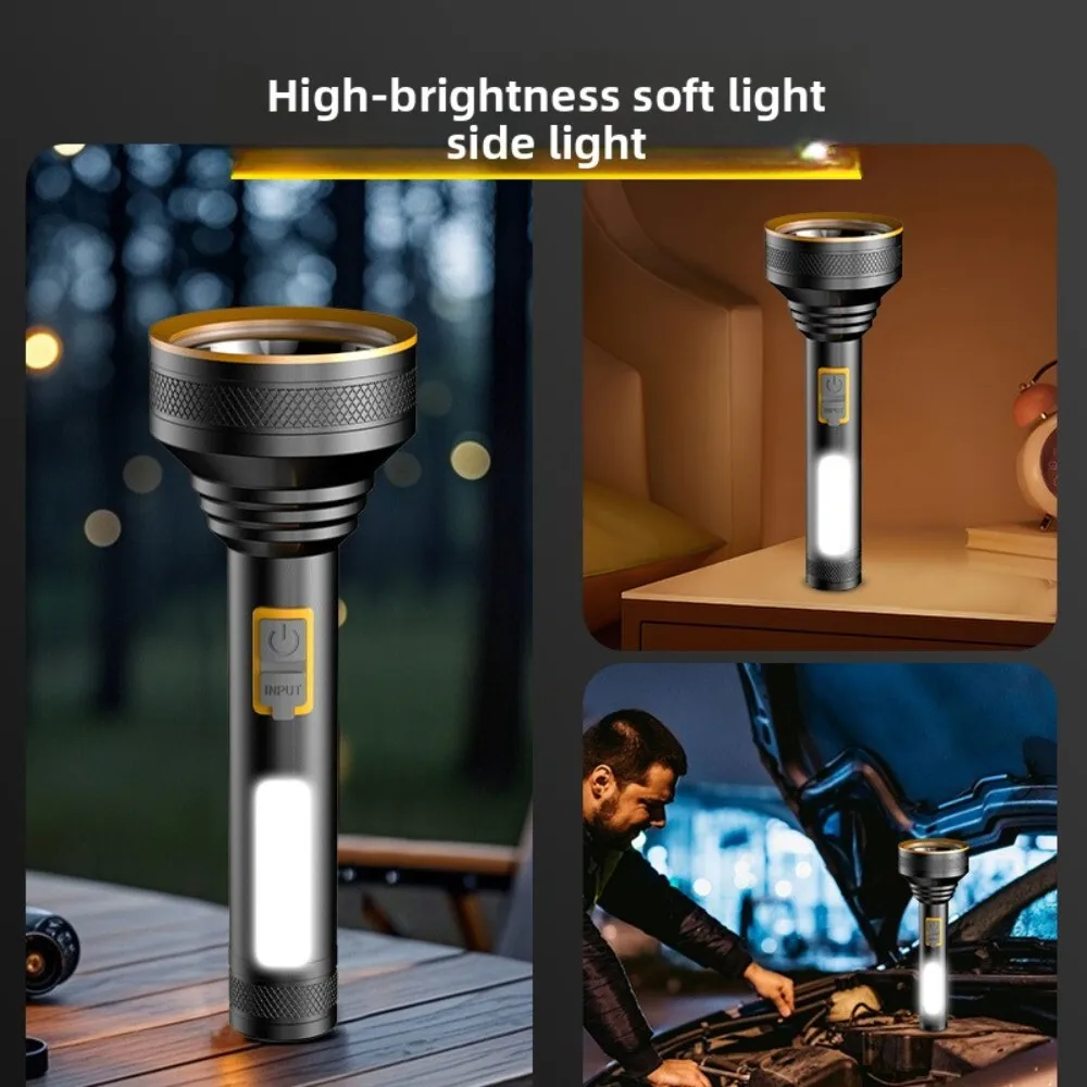 

Rechargeable COB LED Aluminum Alloy Portable Flashlight for Outdoor Camping Hiking Emergency Home Use with Strong Bright Light