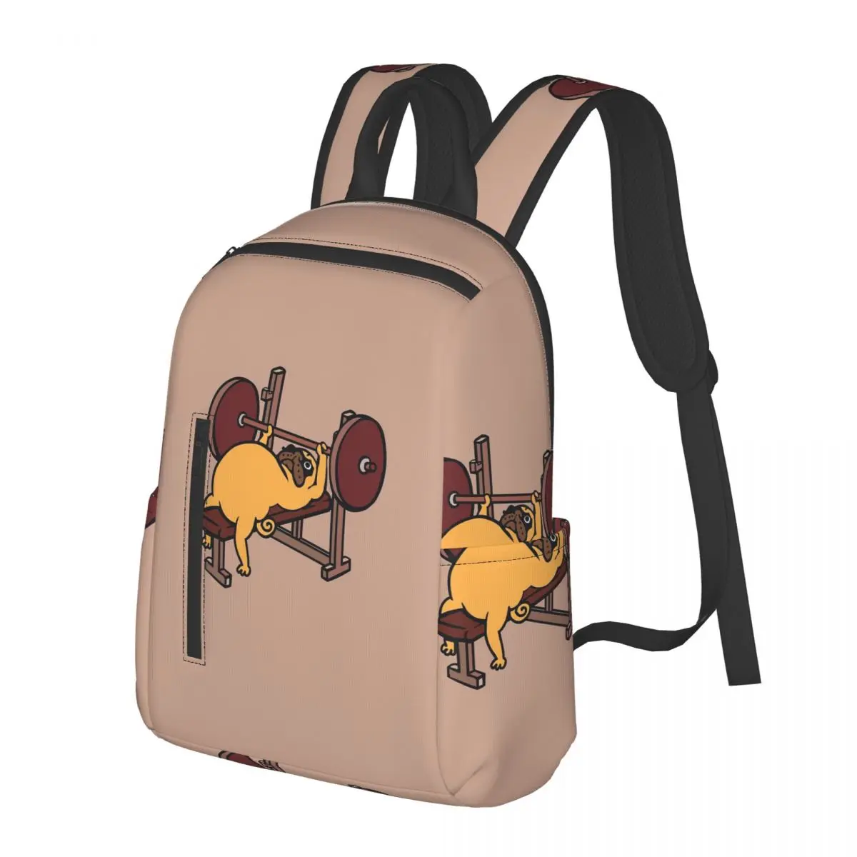 

Pug Bench Press Student Backpack School Bag Hiking Travel Daypack for Men Women Bookbag Shoulder Bags