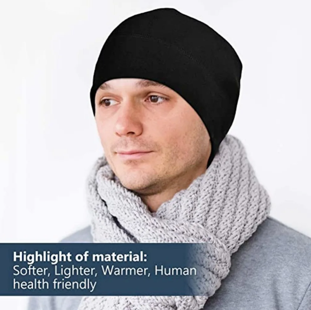 Winter Skull Cap Cycling Warm Helmet Liner Skiing Running Watch Cap Thermal Fleece Beanie Hat for Cold Weather Men Women