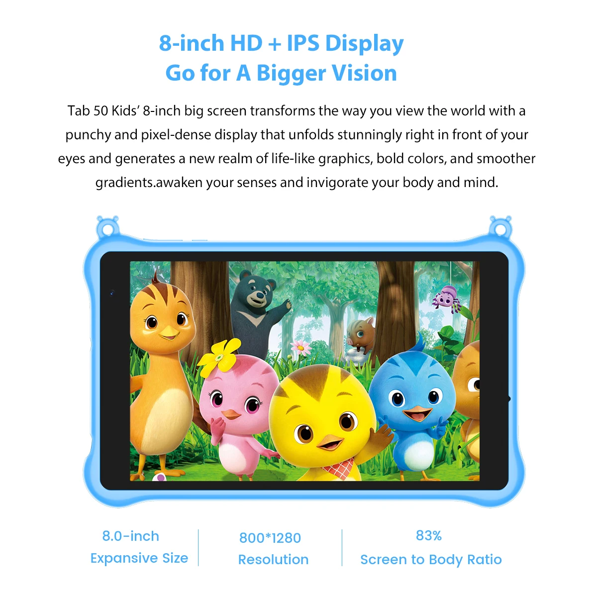 Blackview-Tablette PC Tab 50 pour enfants, écran 8 ", RK3562, 3 Go, 64 Go, 5580mAh, WiFi 6TWATV SWATD, ignorez Android 13, Façades