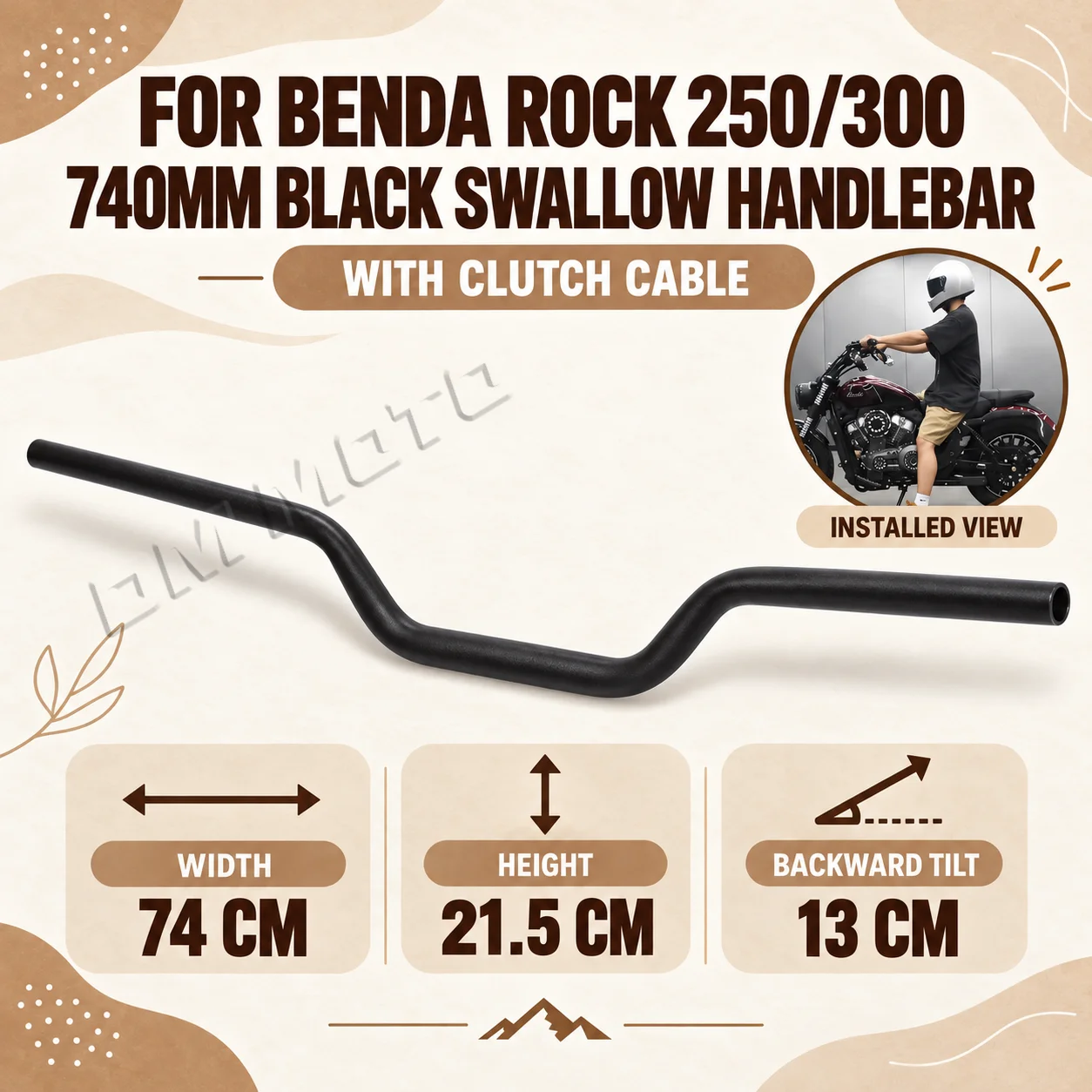 BENDA ROCK 250 ChinchiIIa 300 350 500 Dark Flag 500 Motorbike M Bar Small Swallow Handlebar Mod Parts