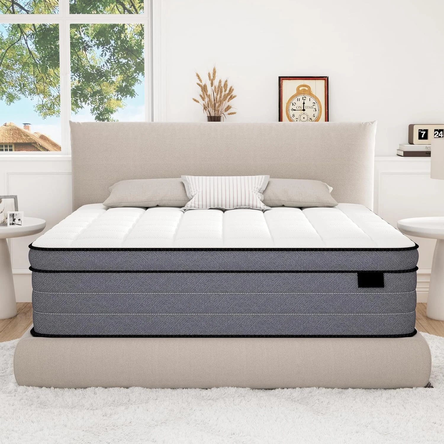 Matelas Hybride King Size de 12 Pouces, avec Mousse à Mémoire de Forme en Gel et Ressorts de Poche, Lit King Size dans une Boîte